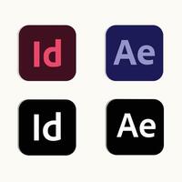 Adobe indesign en verblijf na Effecten pictogrammen, zwart en wit, vector logo's, Adobe pictogrammen, abstract vector kunst