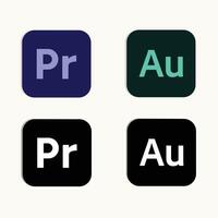 Adobe première pro en verblijf auditie pictogrammen, zwart en wit, vector logo's, Adobe pictogrammen, abstract vector kunst