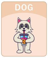 alfabet flashcard met schattige hond stripfiguur. vector