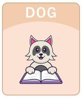 alfabet flashcard met schattige hond stripfiguur. vector