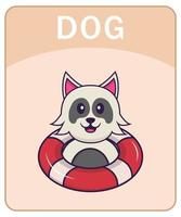 alfabet flashcard met schattige hond stripfiguur. vector