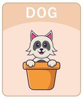 alfabet flashcard met schattige hond stripfiguur. vector