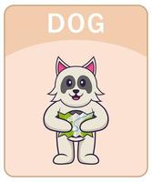 alfabet flashcard met schattige hond stripfiguur. vector