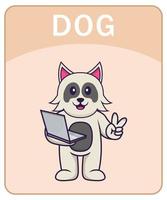 alfabet flashcard met schattige hond stripfiguur. vector