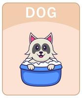 alfabet flashcard met schattige hond stripfiguur. vector