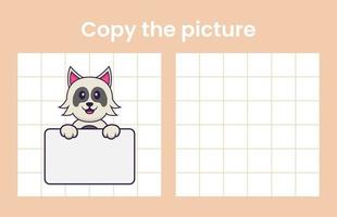 kopieer de afbeelding van een schattige hond. educatief spel voor kinderen. cartoon vectorillustratie vector