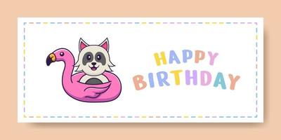 gelukkige verjaardag banner met schattige hond stripfiguur. vector illustratie