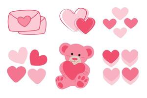 reeks van Valentijnsdag dag elementen, Valentijnsdag dag teddy beer, snoep hart valentijn, Valentijn liefde brieven vector