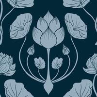 Thais kunst stijl lotus naadloos patroon vector