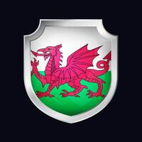 Wales zilver schild vlag icoon vector