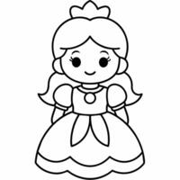 prinses zwart en wit vector illustratie voor kleur boek