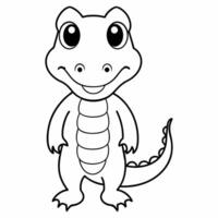 krokodil zwart en wit vector illustratie voor kleur boek