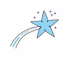 hand- tekening stijgende lijn blauw ster met waterverf plek. grappig ster tekening Aan wit achtergrond. vector