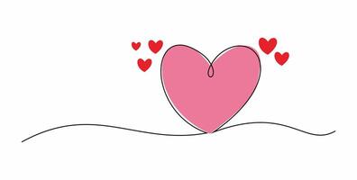 doorlopend een lijn tekening hart icoon met waterverf plek. vakantie kaart, romantisch, bruiloft ontwerp elementen. symbool van liefde. vector