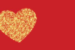 rood achtergrond met gouden schitteren hart ontwerp vector