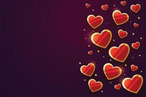 mooi glimmend gouden harten valentijnsdag dag banier vector