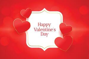 gelukkig valentijnsdag dag evenement kaart met rood harten vector