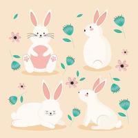 konijnen en bloemen vector