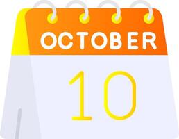 10e van oktober vlak helling icoon vector
