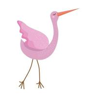 ooievaar vogel roze kleur icoon vector