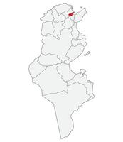 kaart van Tunesië met hoofdstad stad Tunis vector