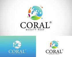 koraal rif natuur logo ontwerp concept vertrekken kleur helling oceaan vector