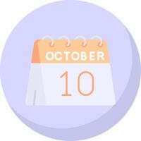 10e van oktober glyph vlak bubbel icoon vector