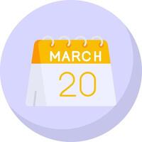 20e van maart glyph vlak bubbel icoon vector