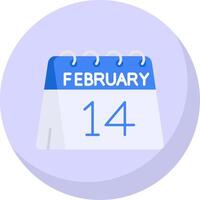 14e van februari glyph vlak bubbel icoon vector