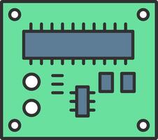 pcb bord lijn gevulde licht icoon vector