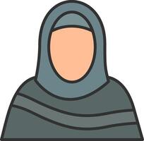 Moslim vrouw lijn gevulde licht icoon vector