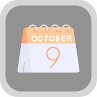 9e van oktober vlak ronde hoek icoon vector