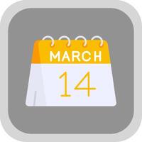 14e van maart vlak ronde hoek icoon vector