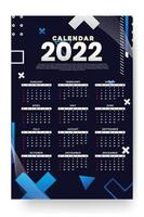 maandelijkse kalendersjabloon voor 2022 jaar. week begint op zondag. wandkalender in een minimalistische stijl. vector
