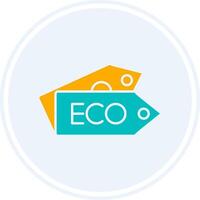 eco label glyph twee kleur cirkel icoon vector