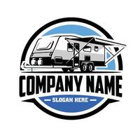 caravan aanhangwagen bedrijf klaar gemaakt logo vector. het beste voor camping en buitenshuis camping verwant industrie vector
