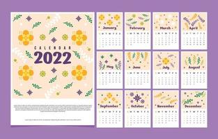 bloemen 2022 kalendersjabloon vector