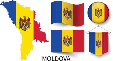 de divers patronen van de Moldavië nationaal vlaggen en de kaart van de Moldavië borders vector