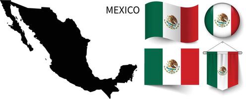 kaart van mehico en de divers vlaggen van mehico vector