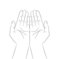 geven of nemen hand- gebaar. schets van tot een kom gevormd handen met Open handpalmen. handen voorzichtig Holding iets. vector illustratie