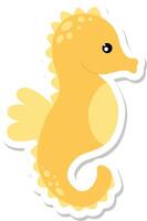 schattig tekenfilm zeepaardje sticker ontwerp vector