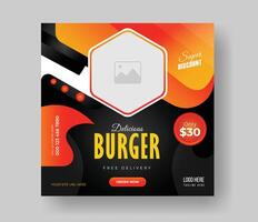 hamburger voedsel post online reclame Promotie banier bedrijf vector lay-out ontwerp met kleurrijk helling vorm en element.