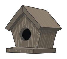 houten vogel huis clip art. voorjaar tijd tekening. vector illustratie in tekenfilm stijl geïsoleerd Aan wit.