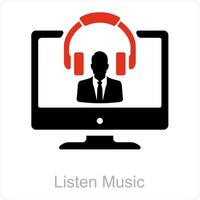 luister muziek- en muziek- icoon concept vector