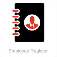 werknemer registreren en boek icoon concept vector