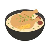 samgyetang, ginseng kip soep illustratie vector