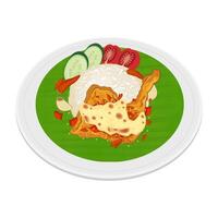 verpletterd kip of ayam geprek Mozzarella vector illustratie logo