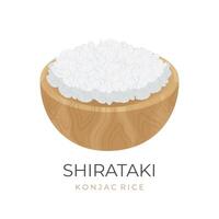 vector illustratie logo shirataki rijst- konjac rijst- Aan een houten kom