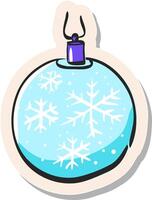 hand- getrokken Kerstmis bal icoon in sticker stijl vector illustratie