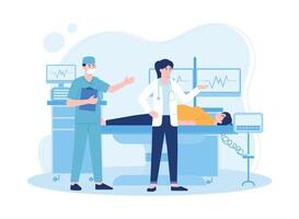 dokter en verpleegster tonen geduldig infographic concept vlak illustratie vector
